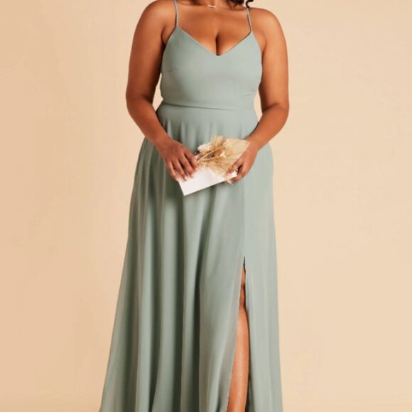 Birdy Grey Dresses & Skirts - Birdy Grey- Sage Green DevinDress w/ Slit (Sleeves Missing) | Strapless Formal